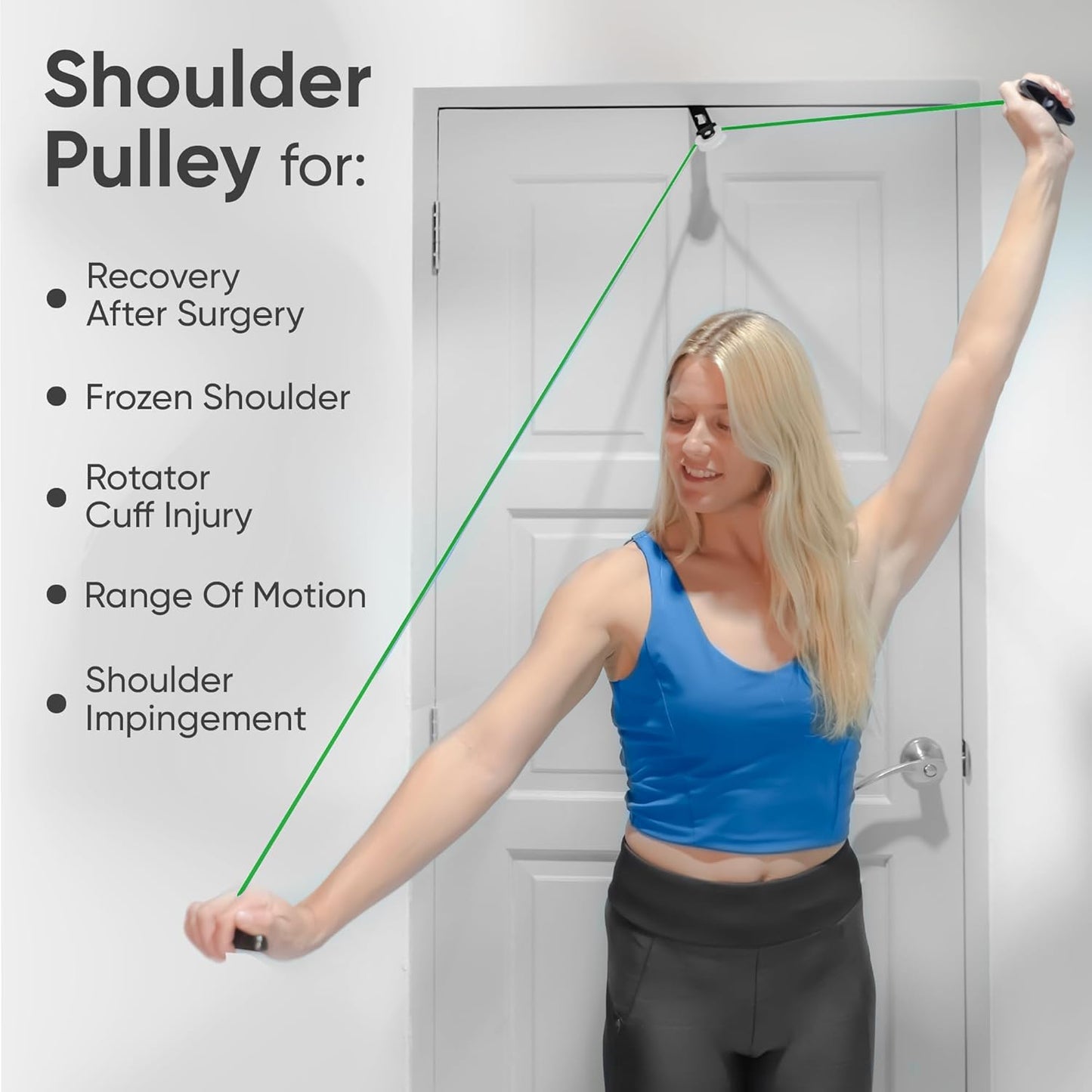 Shoulder Pulley for Physical Therapy, Over Door Pulley for Shoulder Recovery, Exercise Pulley for Shoulder Rehab, Rotator Cuff Exerciser for Frozen Shoulders and Range of Motion - Nomi Mart 