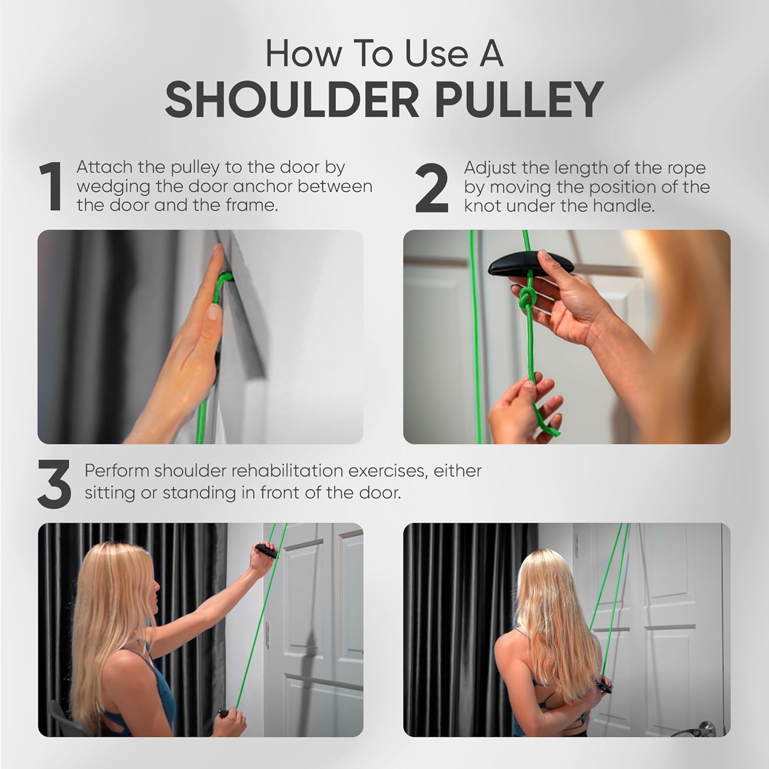 Shoulder Pulley for Physical Therapy, Over Door Pulley for Shoulder Recovery, Exercise Pulley for Shoulder Rehab, Rotator Cuff Exerciser for Frozen Shoulders and Range of Motion - Nomi Mart 